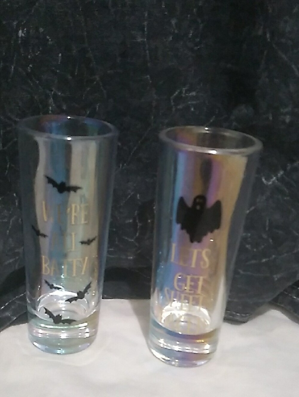 Halloween Tall Shot Glasses Set Of 4 - Clear with Black Spooky Icons(H1) - Picture 13 of 13